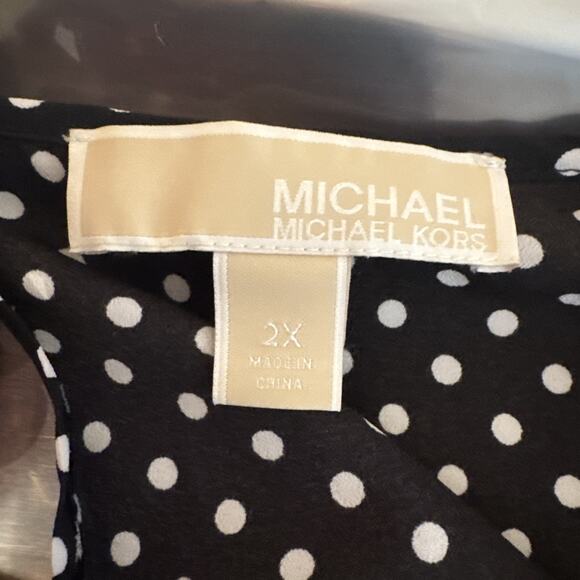Michael Kors Blouse Women's 2X Black White Polka Dot Sleeveless Keyhole in Back - Picture 4 of 4